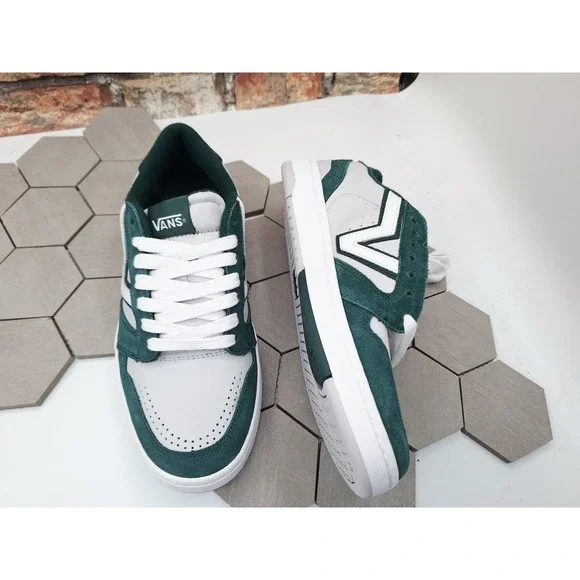Vans Lowland Mens Sz 9 Green Suede Gray White Leather Sneakers Rare